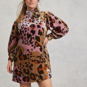 Eleanor Velvet Leopard Cat Boho Peasant Hipster Cottage Classy Party Chic Dress